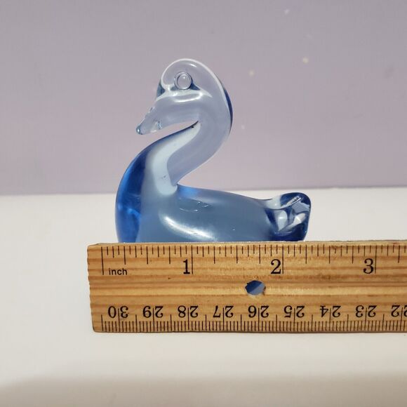 Duck Art Glass Blue /Clear Figurine Paperweight Home Office Decor 3"×2.25" - Picture 8 of 9